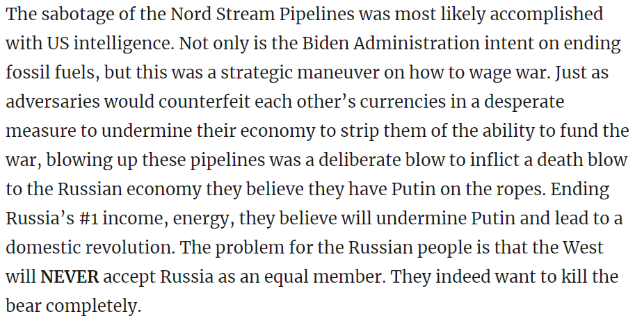USA most likely sabotage the Nord Stream